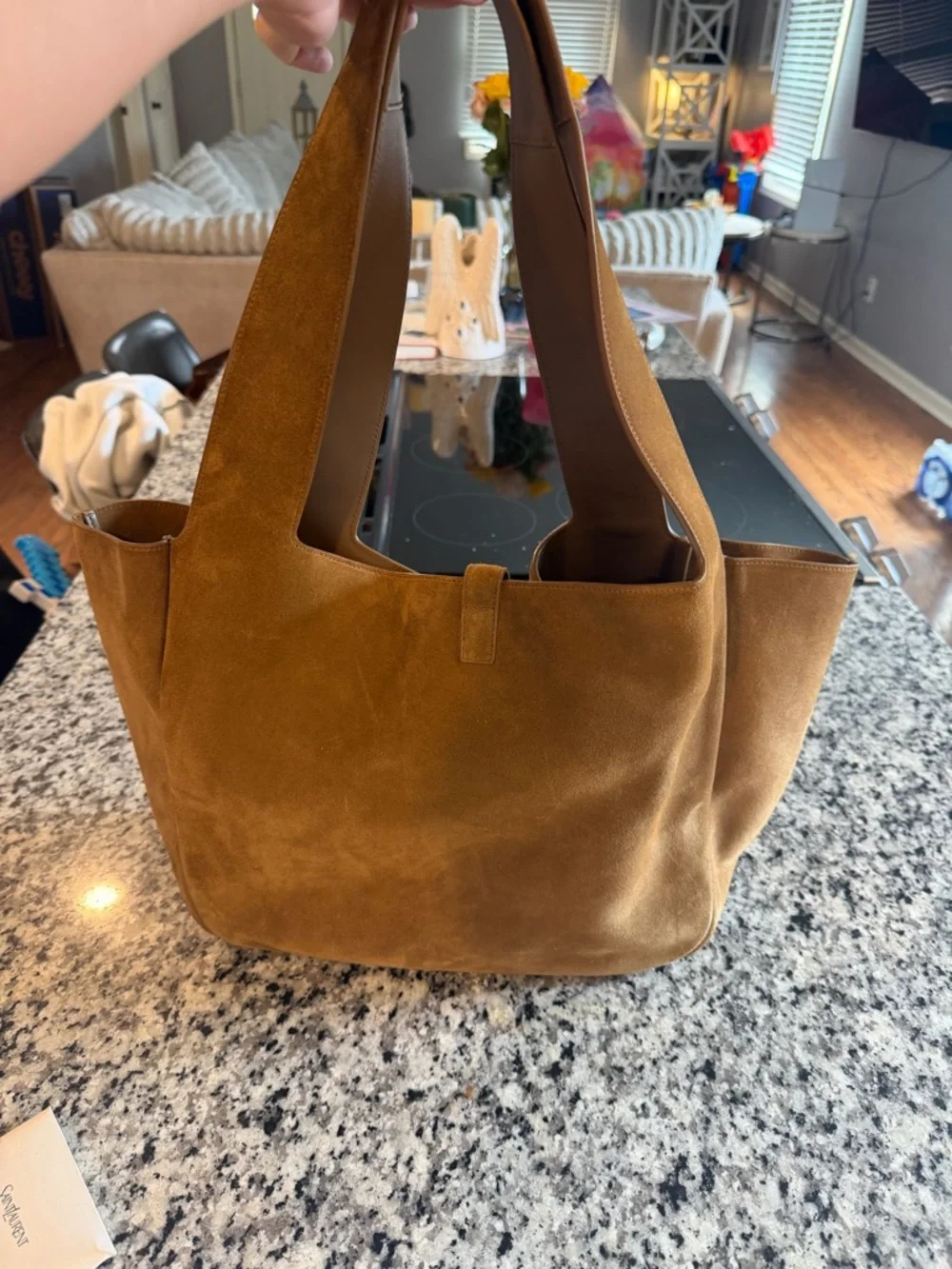 Saint Laurent Suede Tote in Warm Brown - Picture 3 of 6